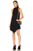 Proenza Schouler Satin Back Crepe Turtleneck Swing Dress In Black