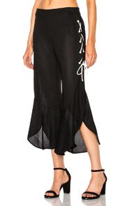 Jonathan Simkhai Ruffle Jersey Pant In Black