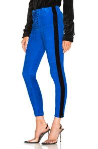 Unravel Suede Football Pants In Blue