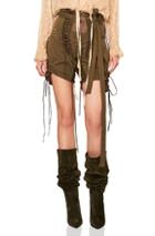 Saint Laurent Slouchy Gabardine Lace Up Shorts In Green