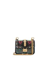 Valentino Mini Ethnic Glam Lock Bag In Black,metallics