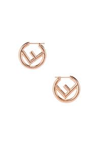Fendi Mismatched Mini Logo Hoop Earrings In Metallic