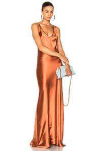 Galvan Signature Valletta Dress In Orange,metallics