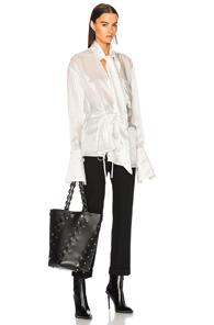 Ann Demeulemeester Shiny Tie Waist Top In White