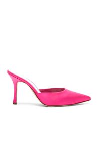 Manolo Blahnik Satin Arriga Mules In Pink,neon