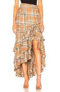 Patbo Plaid Ruffle Midi Skirt In Neutral,plaid