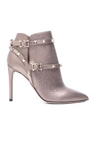 Valentino Leather Booties In Metallics