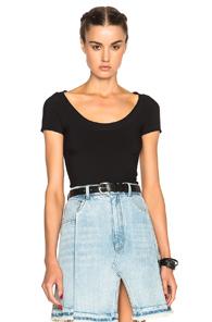 T By Alexander Wang Rib Scoopneck Tee In Black