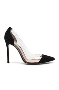 Gianvito Rossi Suede Plexy Heels In Black