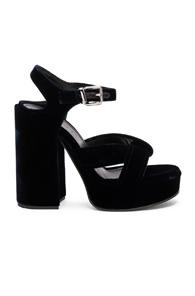 Jil Sander Platform Velvet Heels In Blue