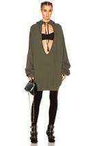 Unravel Terry V Neck Hoodie In Green
