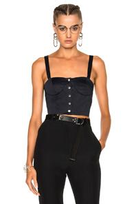 Tibi Mila Satin Crop Top In Blue