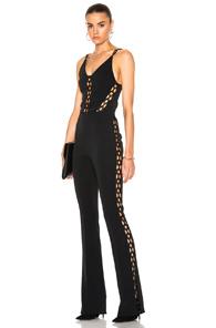 David Koma Chain Lace Inserts Jumpsuit In Black