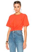 T By Alexander Wang Cotton Jersey Twist Front Short Sleeve Tee In Orange