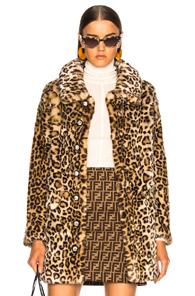 Shrimps Faux Fur Paddy Coat In Animal Print,brown,neutral
