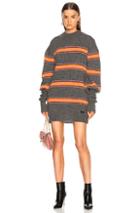Msgm Striped Oversized Sweater In Gray,stripes