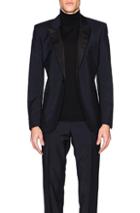 Alexander Mcqueen Satin Lapel Blazer In Blue