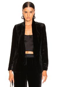 Frame Velvet Tie Jacket In Black