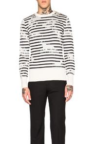 Alexander Mcqueen Bleached Stripe Print Sweater In Blue,neutrals,stripes