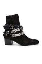 Amiri Bandana Buckle Suede Boots In Black