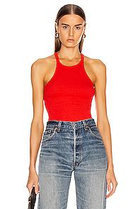 Enza Costa Silk Rib Reverse Racer Tank In Red