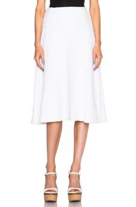 Sally Lapointe Stretch Boucle Flare Skirt In White