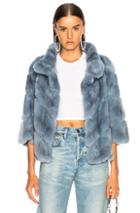 Yves Salomon Rex Rabbit Fur Jacket In Blue