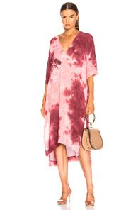 Enza Costa Viscose Georgette Short Sleeve Caftan In Pink,purple,ombre & Tie Dye