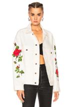 Off-white Diagonal Roses Denim Jacket In White