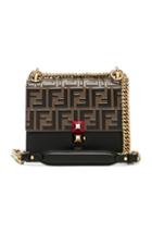 Fendi Small Logo Embossed Kan I In Black,neutral