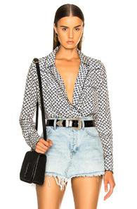Veronica Beard Worth Blouse In Abstract,blue,white