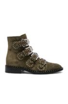 Givenchy Elegant Studded Suede Ankle Boots In Green