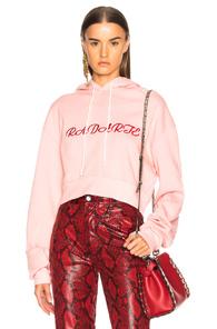 Rodarte Radarte La Embroidery Cropped Hoodie In Pink