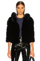 Yves Salomon Hooded Fur Jacket In Black