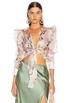 Adriana Degreas Tied Aglio Shirt In Floral,pink,white