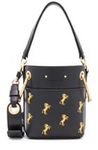 Chloe Mini Roy Horse Embroidered Bucket Bag In Blue