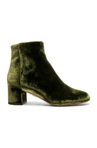 Aquazzura Velvet Brooklyn Booties In Green
