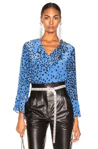 Rixo London Jane Top In Animal Print,blue