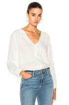 Frame Denim Crepe Lace Up Shirt In White