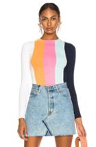 Joostricot Bodycon Long Sleeve Crew Neck Sweater In Blue,pink,orange,stripes,white
