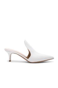Gianvito Rossi Leather Aramis Kitten Heel Mules In White