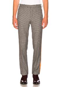 Calvin Klein 205w39nyc Fancy Wool Check Marching Band Pants In Gray,checkered & Plaid