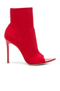 Gianvito Rossi Osaka & Leather Gotham Peep Toe Ankle Boots In Red