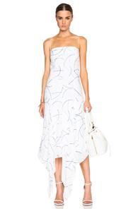 Dion Lee Line Map Silk Georgette Dress In White,abstract