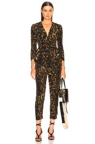 Stella Mccartney Liliana Leopard Camouflage Jumpsuit In Animal Print,brown