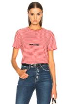 Saint Laurent Striped Small Logo Tee In Red,stripes