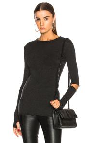 Enza Costa Cashmere Elbow Slash Top In Gray