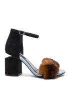Alexander Wang Suede & Rabbit Fur Abby Heels In Black