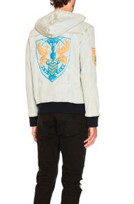 Balmain Badge Denim Jacket In Blue