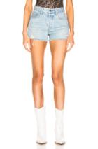 Grlfrnd Kaia Hang Low Tomboy Short In Denim Light